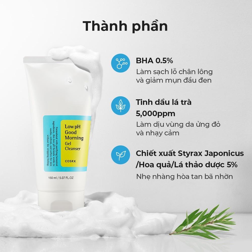 Sữa Rửa Mặt Dạng Gel Dịu Nhẹ Cosrx Low pH Good Morning Gel Cleanser 150ml