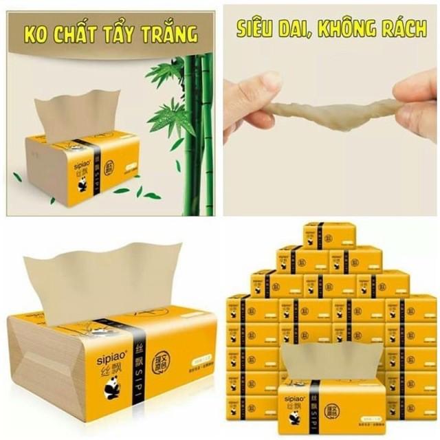 Combo 3 Gói Giấy Ăn Than Tre Gấu Trúc SIPIAO Loại 300tờ/gói Siêu Dai