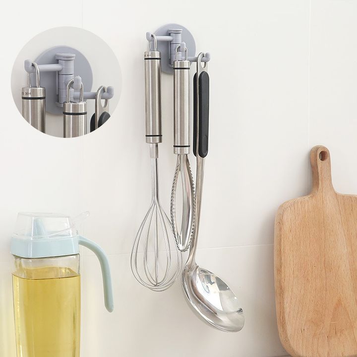 [Combo 2] Móc Treo Đồ Dán Tường 3 Chấu Siêu Dính Xoay 180 Độ, Chịu Lực Tốt - HENRYSA