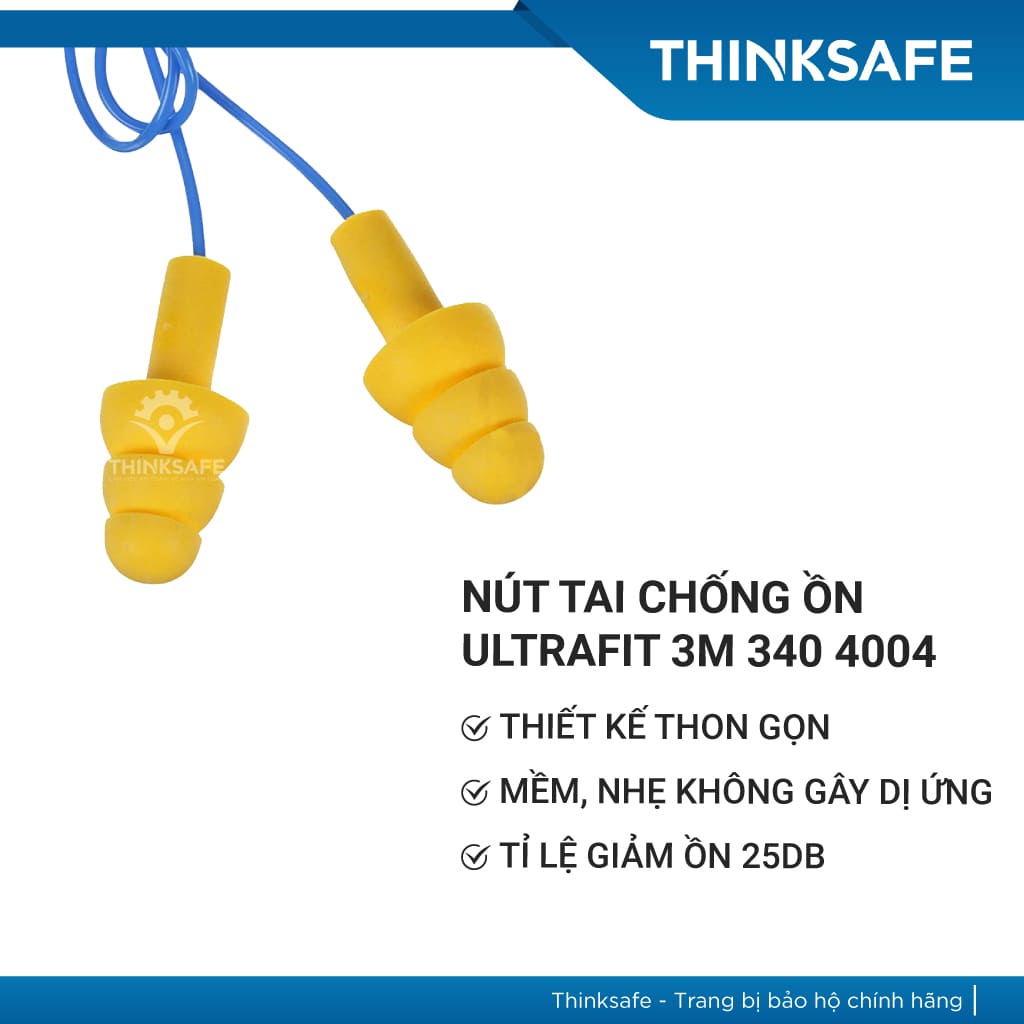 Nút tai chống ồn 3M Ultrafit 340-4004, giảm ồn khi ngủ, khi làm việc