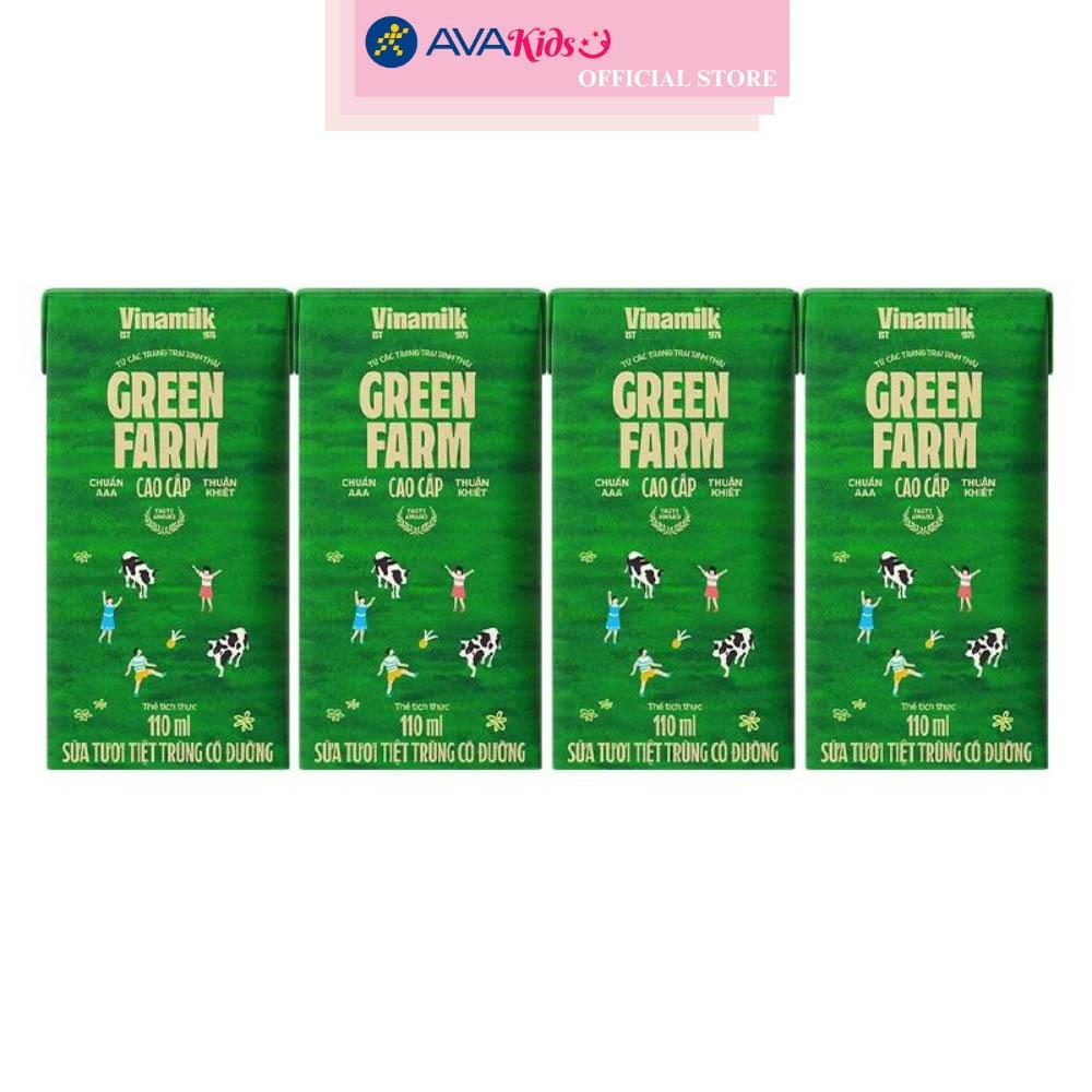 Thùng 48 hộp sữa tươi tiệt trùng Vinamilk Green Farm có đường 110 ml (từ 1 tuổi)