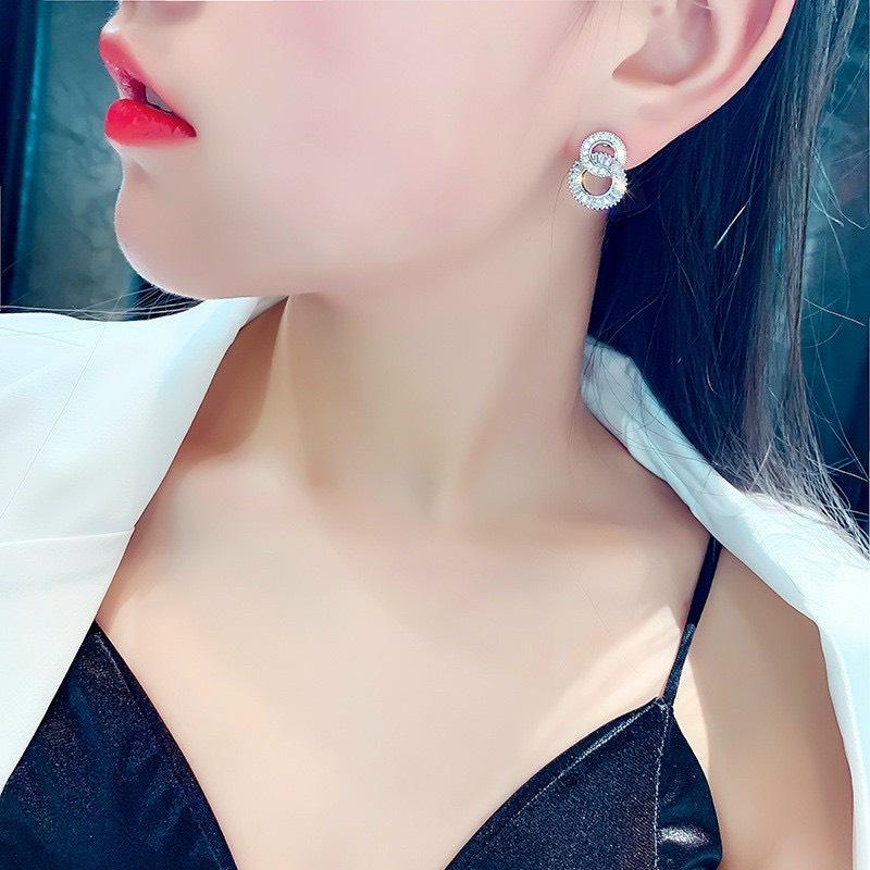 Bông Tai Bạc Hình Số 8 Đan Xen BTBX111