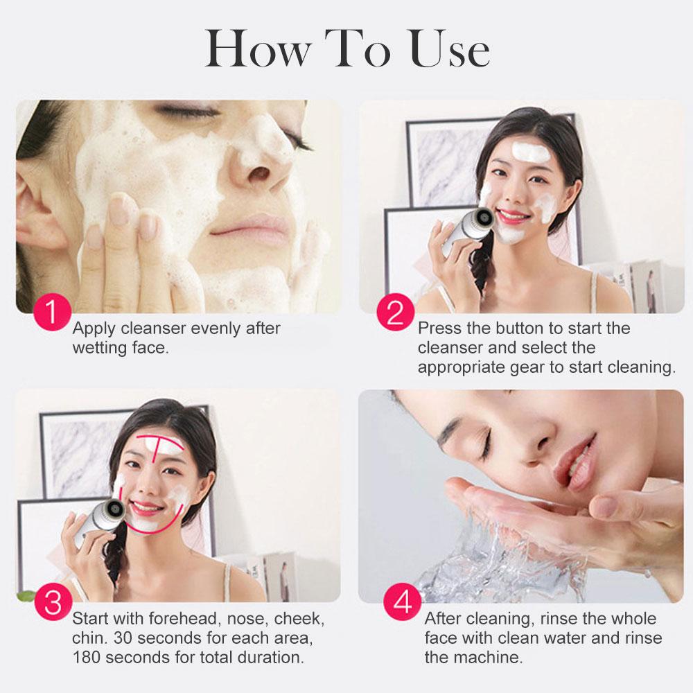 Mặt Bàn Chải Rửa Mặt Làm Sạch Da Mặt Bàn Chải 4 Trong 1 Điện Bàn Chải Tẩy Tế Bào Chết Máy Mát Xa Mặt Sạc Mặt Sữa Rửa Mặt Dành Cho phụ Nữ