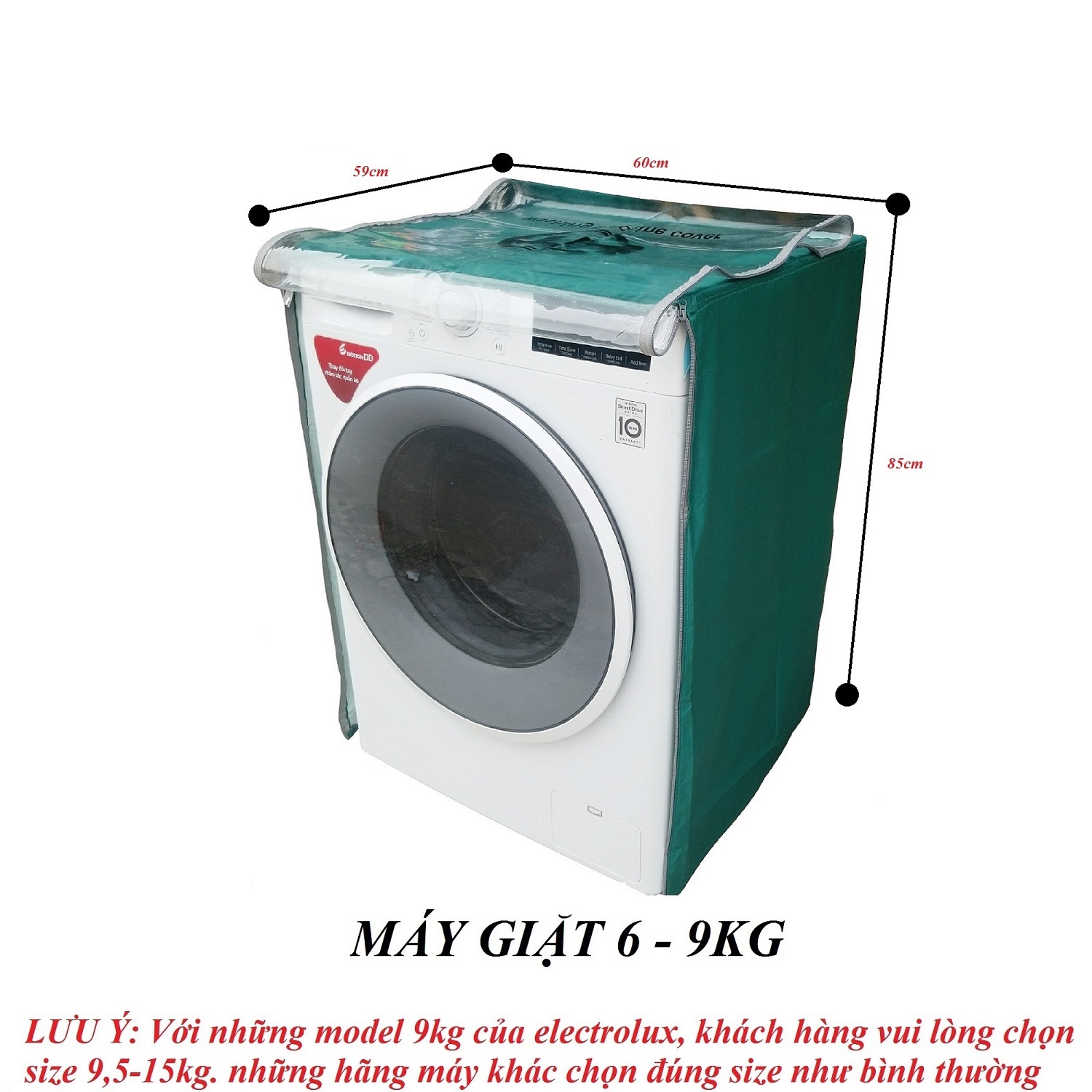Vỏ bọc máy giặt cửa ngang, áo trùm máy giặt cửa trước chất liệu vải dù chông mưa nắng
