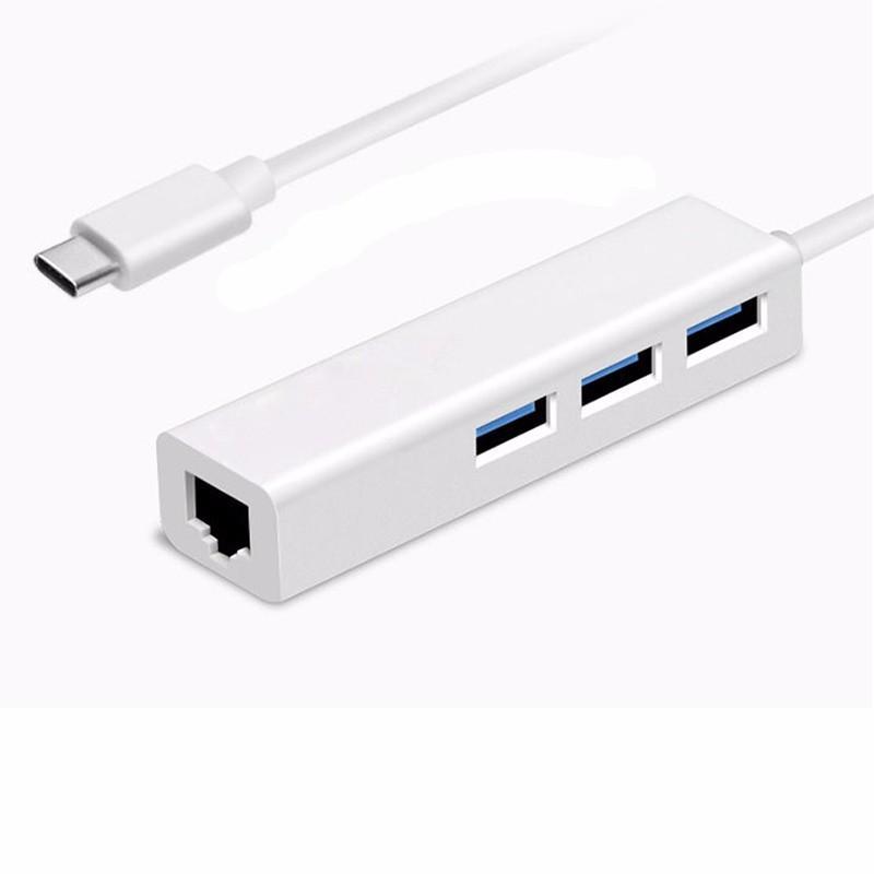 Cáp chuyển USB Type-C ra LAN hỗ trợ 3 cổng USB