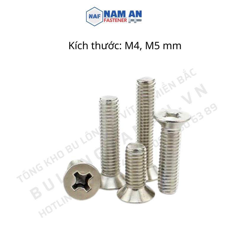 Vít đầu bằng Inox 201 M4x10, M5x10, M5x16, Vít Bake đầu bằng , ốc vít bu lông đầu bằng M4, M5 hàng đẹp, chất lượng