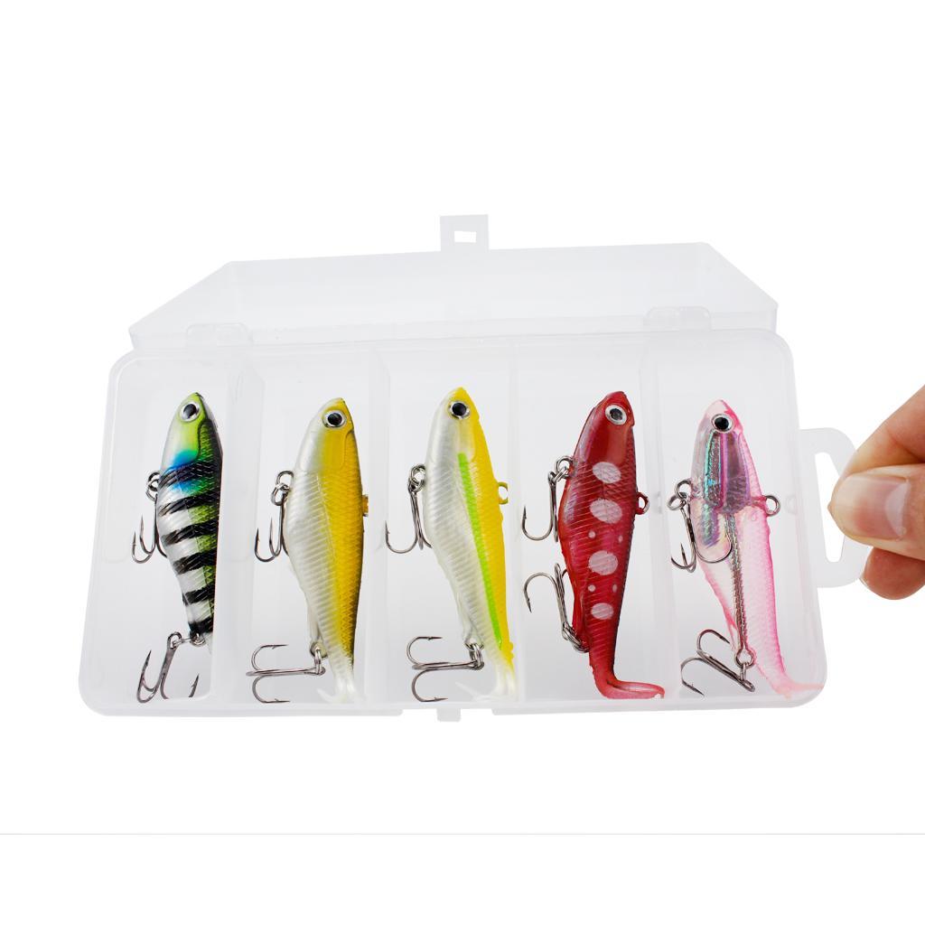 5pcs Soft Fishing Lure Jigs - Swim Hooks Lures Baits Spinnerbait Swimbait Crankbait for Freshwater Saltwater Trolling