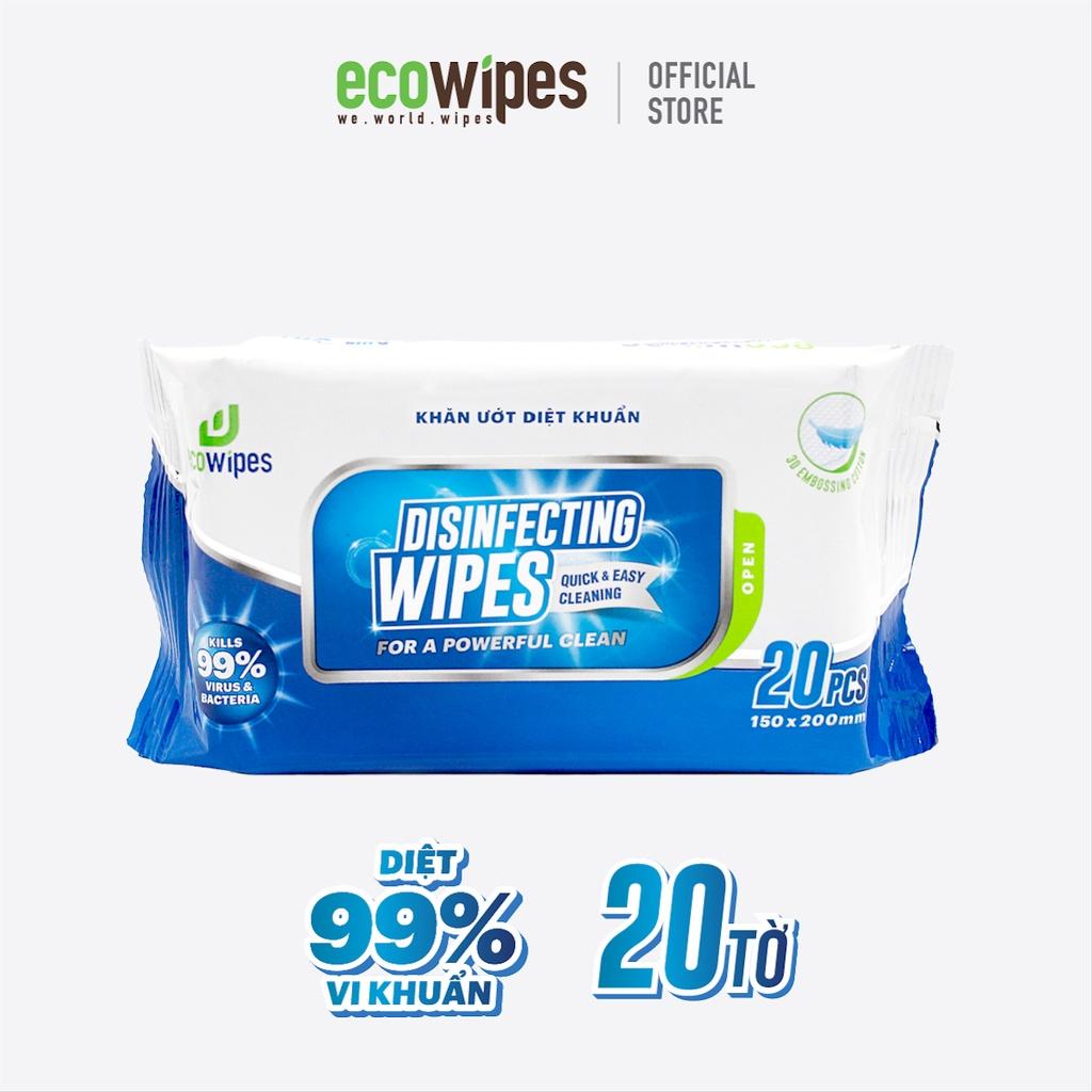 Thùng 90 gói khăn giấy ướt diệt khuẩn Disinfecting Wipes gói 20 tờ diệt 99,9% vi khuẩn hương chanh dịu nhẹ