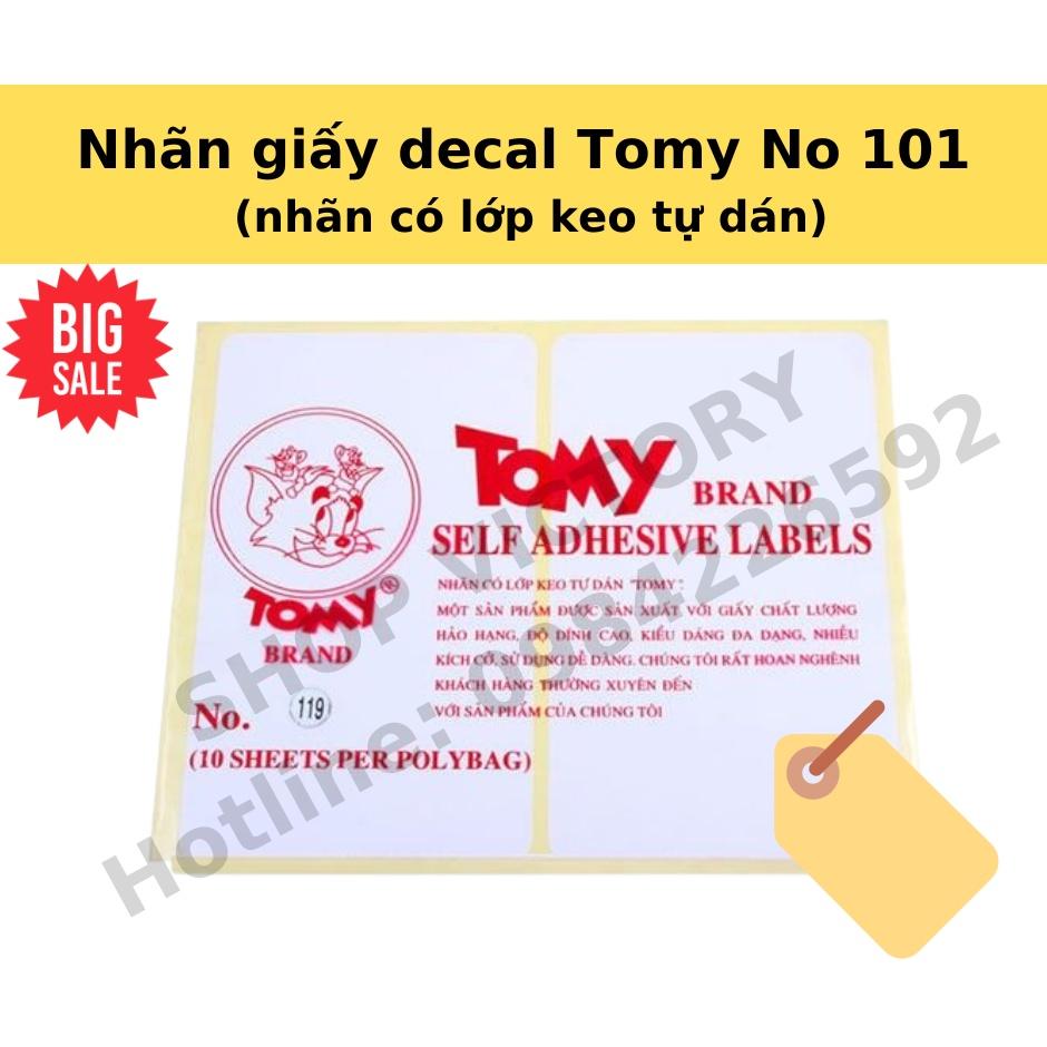 Xấp 10 tờ Nhãn có lớp keo tự dán Tomy A5 101 Giấy decal in mã vạch