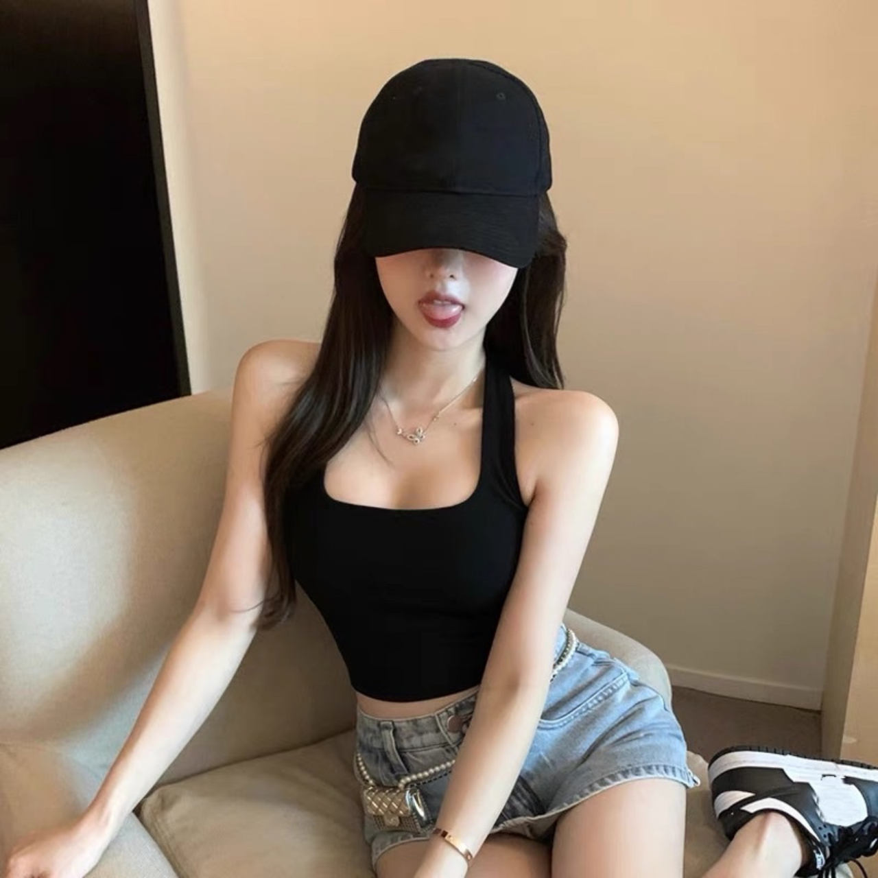 Áo kiểu yếm choàng cổ croptop nữ đẹp ôm body hở lưng cực sexy mẫu mới thời trang