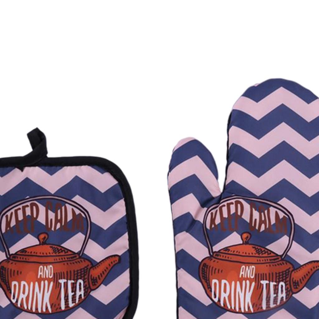 2pcs Oven Cotton Gloves Pot Holder Cooking Heat Resistant Mitt Bowl