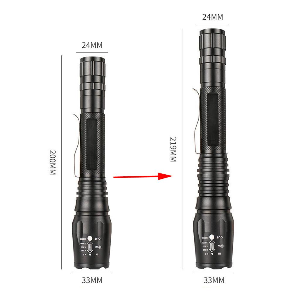 Rechargeable Torch LED Zoomable Flashlight Camping Hiking Flash Light Strobe