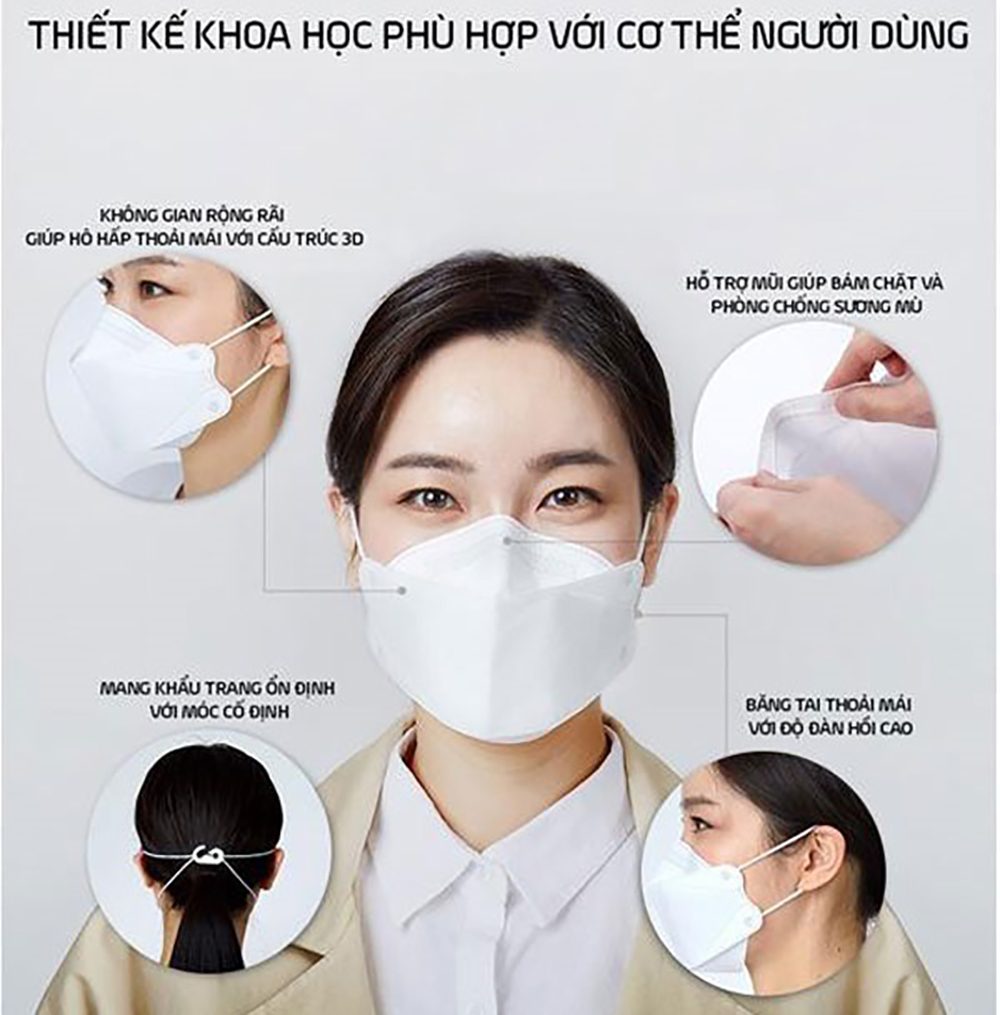 Thùng 200 Khẩu trang KF94 4D Ami Mask 4 lớp kháng khuẩn lọc bụi mịn cao cấp