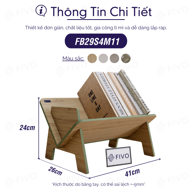 Kệ Sách Gỗ Để Bàn Làm Việc FB29 FIVO, Lắp Ráp Dễ Dàng Không Cần Phụ Kiện, Thiết Kế Hình Chữ V Tiết Kiệm Không Gian