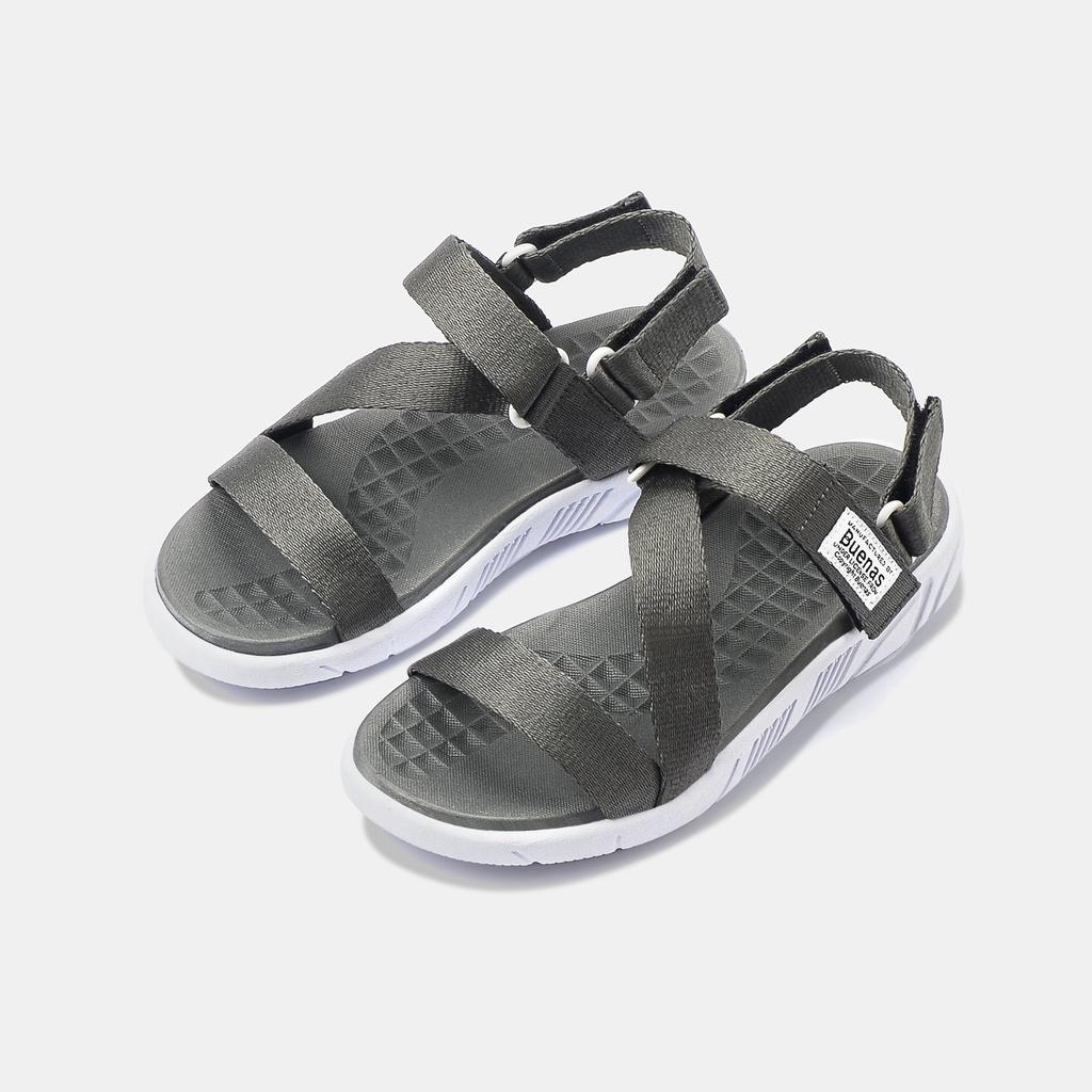 Giày sandal nam nữ unisex đi học quai ngang Buenas Sport S6 Tro đế cao 3 phân