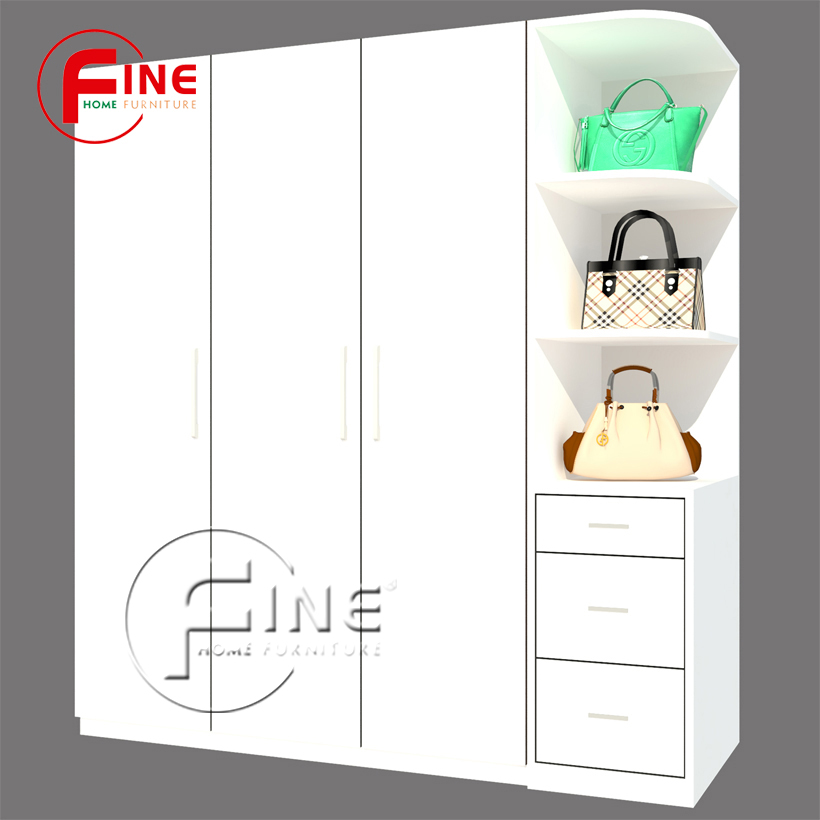 Tủ Quần Áo Sang Trọng FINE FT060T Thiết kế hiện đại, các ngăn tủ rất rộng để xếp gọn và treo quần áo thoải mái