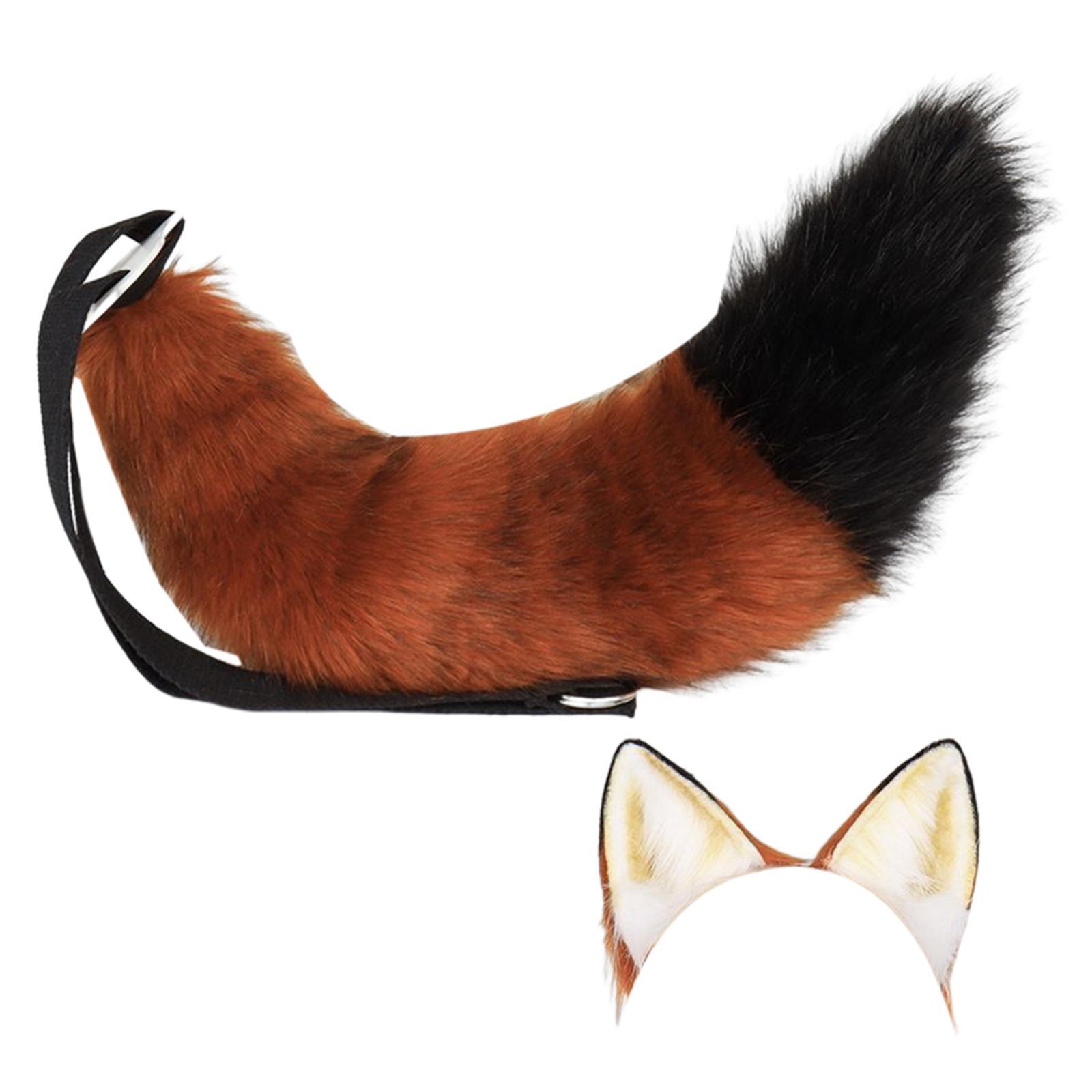 Ears and Tail Set Anime Cosplay Headwear Headband Hair Hoop Hair Accessories Hair Clip for Party Holidays Gifts Stage Performance Props