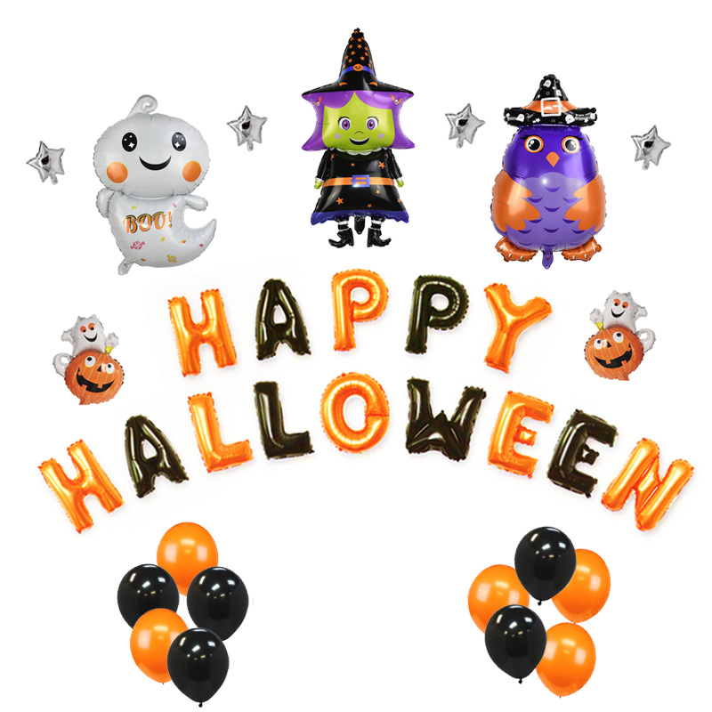 Bộ bong bóng trang trí Halloween phù thủy - ma - cú