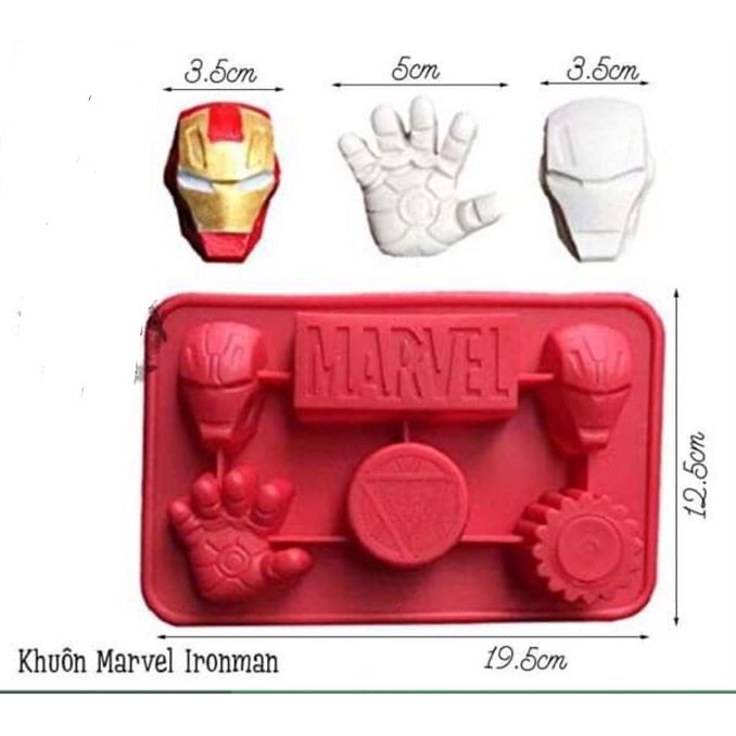 Khuôn silicon siêu nhân Marvel (bàn tay, logo, mặt nạ) làm rau câu 4D pudding, bánh nướng