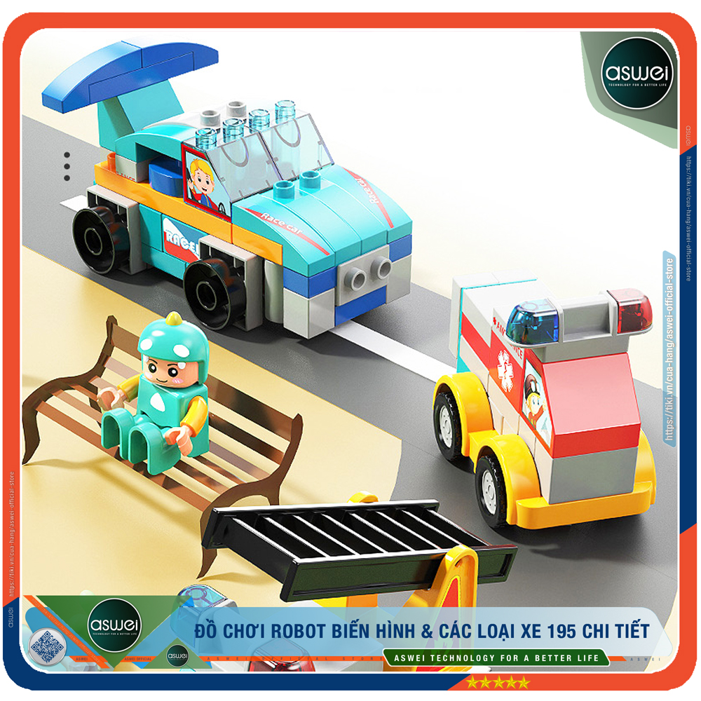 Robot Biến Hình - 195 Chi Tiết, Chất Liệu ABS Cao Cấp - Đồ Chơi Lắp Ráp ASWEI Khám Phá Và Phát Triển Trí Tuệ Cho Bé - Hàng Chính Hãng