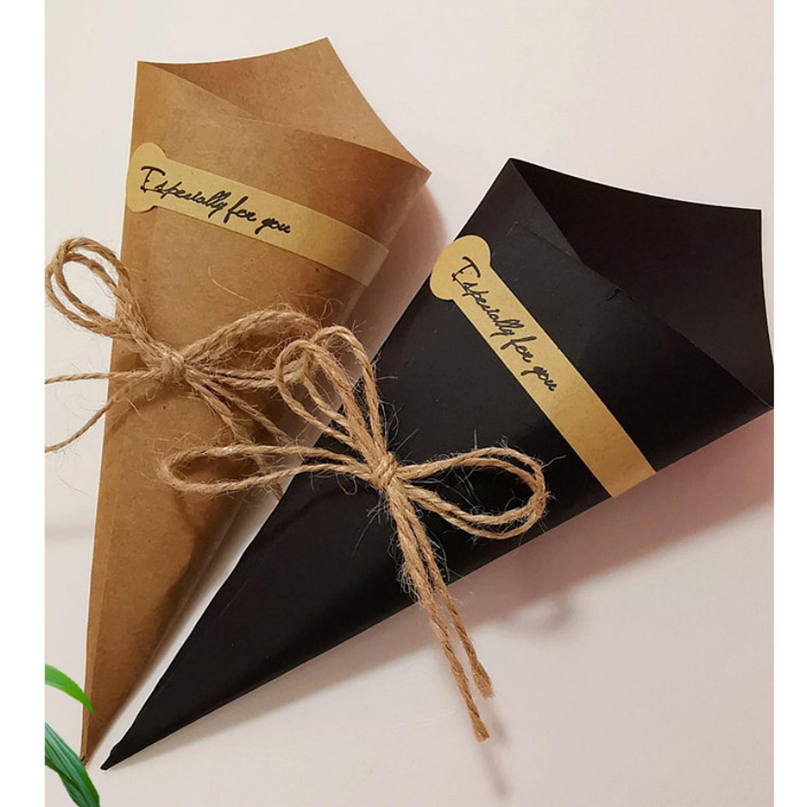 50Pieces Confetti Cones Wedding Cones Paper Cones for Wedding Party Brown