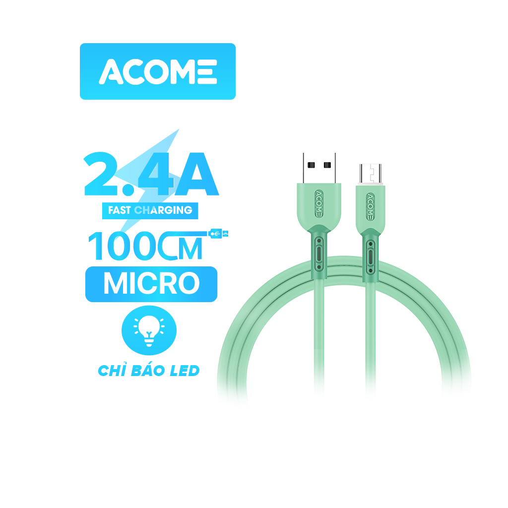 Cáp Sạc Nhanh Lightning/Micro/TypeC ACOME Tương Thích Với Các Thiết Bị IOS/Android [HÀNG CHÍNH HÃNG]