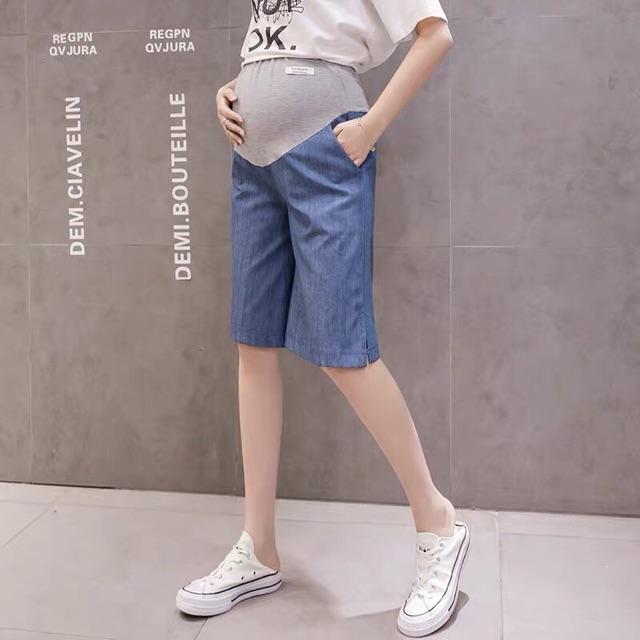 Quần short lửng jeans mỏng cho mẹ bầu(sẵn hàng giao ngay)