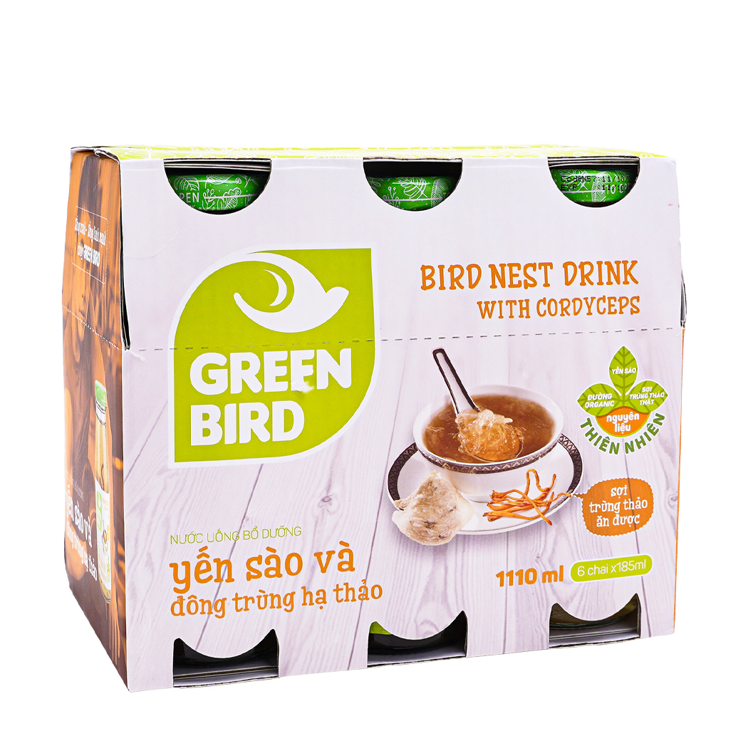 Nước uống bổ dưỡng yến sào và đông trùng hạ thảo Greenbird (Lốc 6 chai)