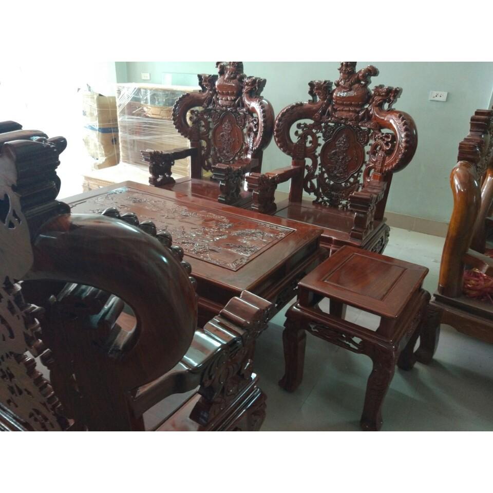 Bộ Bàn Ghế Nghê Đỉnh Tay Khuỳnh Gỗ Hương Vân