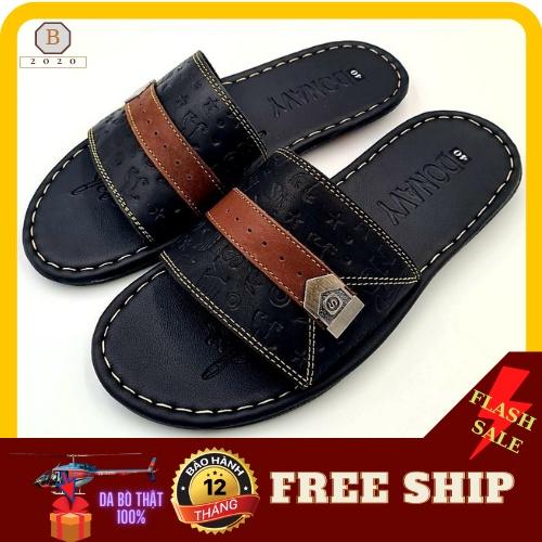 DÉP NAM QUAI NGANG DA BÒ THẬT 100% KHÂU ĐẾ BAO CHẮC CHẮN BAO ĐI MƯA