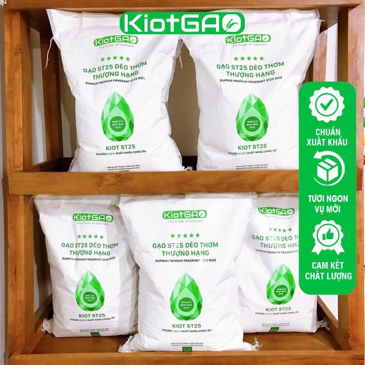 Combo 5 Túi Gạo KIOT ST25 Dẻo Thơm Thượng Hạng Túi Dệt 5KG