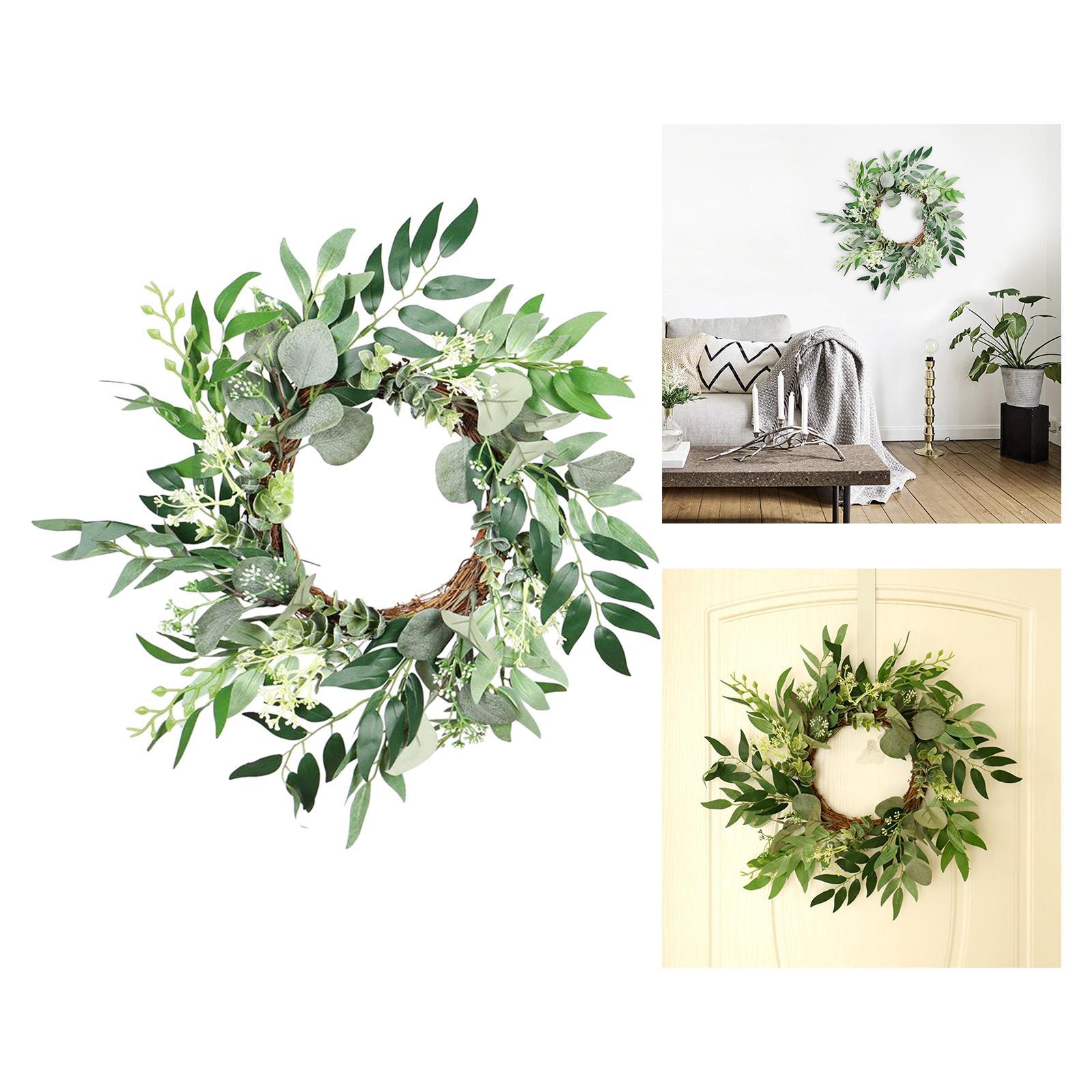 Green Eucalyptus Wreath, Reusable Artificial Leaf Decoration for Front Door  Decoration "/20"