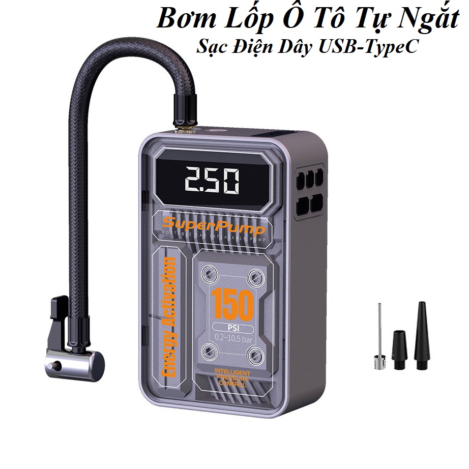 Bơm lốp điện tử đa năng bơm Ô tô Xe máy Xe đạp Bóng không dây tiện dụng