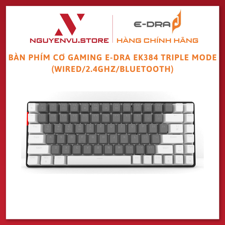 Bàn phím cơ Gaming E-DRA EK384 Triple Mode (Wired/2.4Ghz/Bluetooth) - Hàng chính hãng