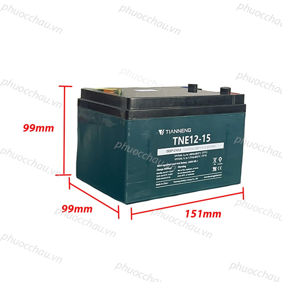 Ắc Quy Xe Đạp Điện Thiên Năng TIANNENG TNE12-15 12V-15AH, acquy dùng cho Loa Kéo, Năng Lượng Mặt Trời