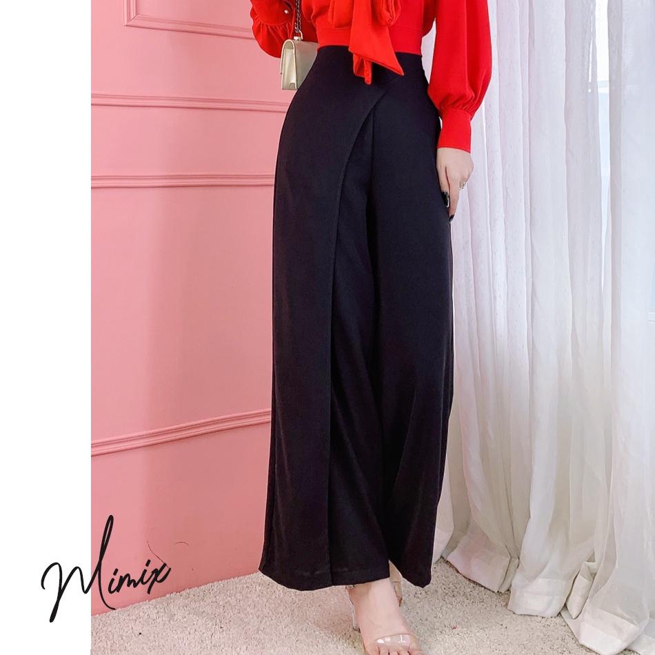 Quần tây trơn ống suông phối vạt chéo MIMIX sang trọng AO2150