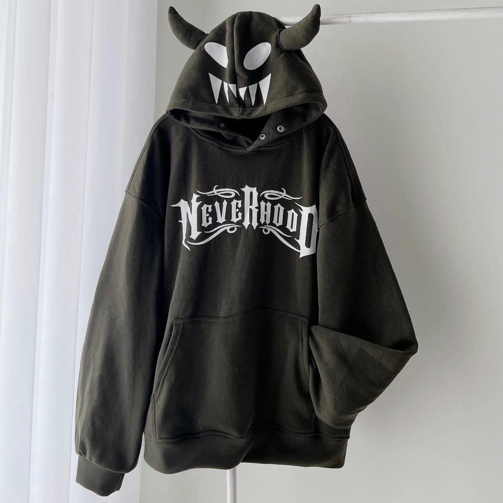 Áo Hoodie sừng trâu form rộng unisex