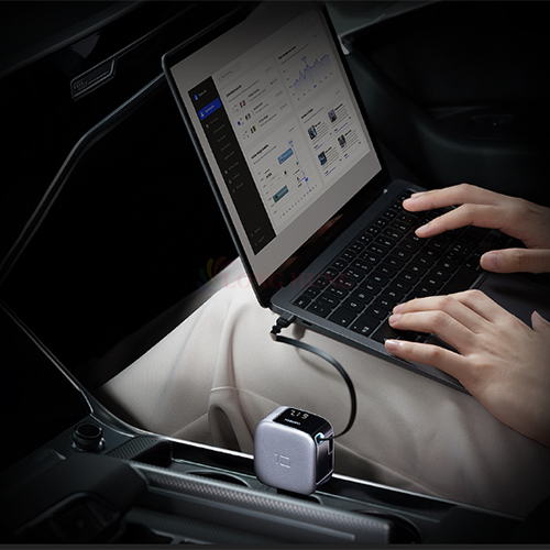 Cốc sạc xe hơi Cuktech Built-in USB-C Cable 1USB 2Type-C 100W CC903P - Hàng chính hãng