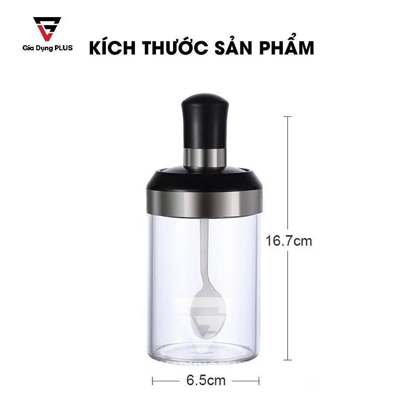 Lọ đựng gia vị thủy tinh có muỗng thìa múc