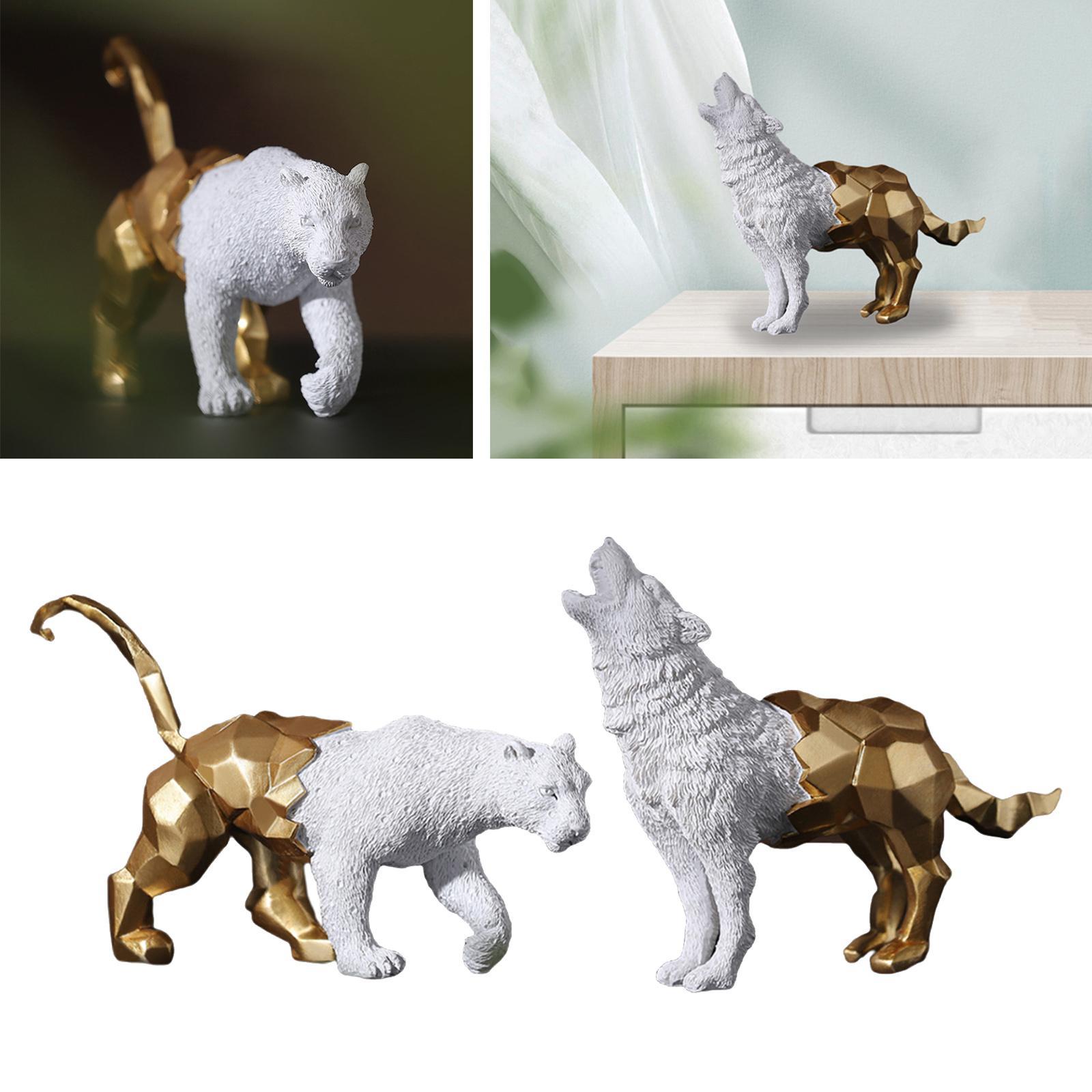 2Pcs Abstract Animal Statue Desktop Ornament Art Sculpture Home Decor