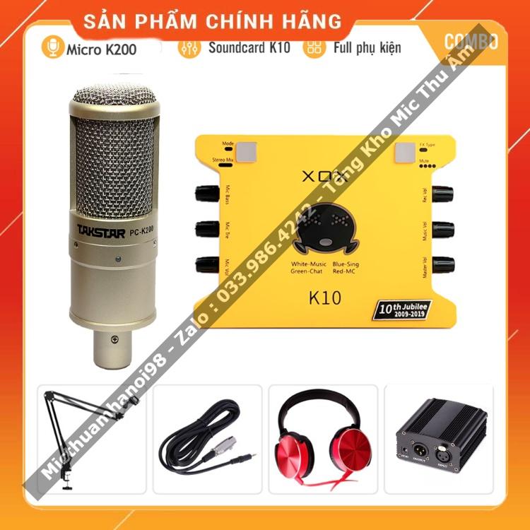 Bộ Mic Hát Livestream Sound Card XOX K10 2020 &amp; Mic Takstar PC K200 . Dễ Dàng Lắp Đặt . Bảo Hành 12 Tháng