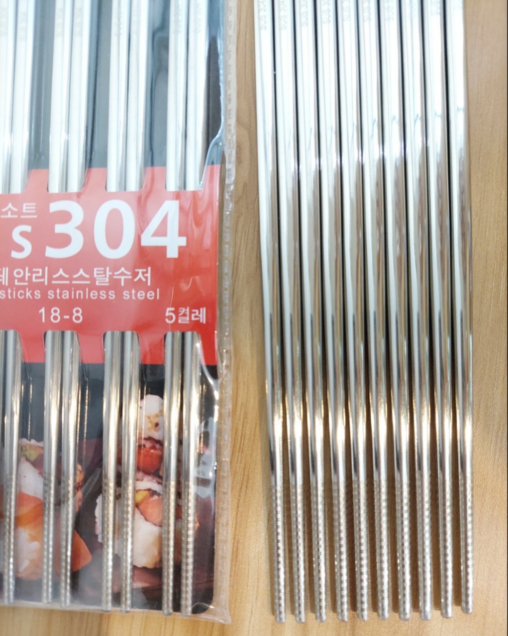 Sét 5 Đôi Đũa Inox SUS 304 Cán Vuông Hàn Quốc