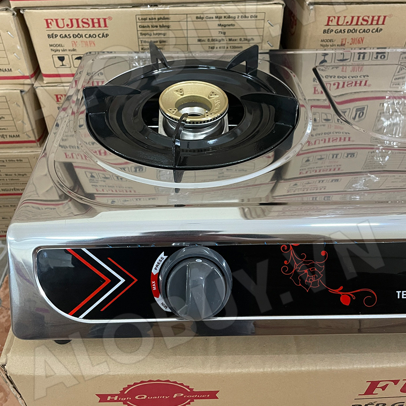 Bếp gas đôi BIOGAS mặt inox chén đồng Fujishi FJ-BG8 - - Hàng chính hãng