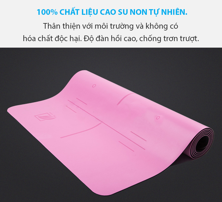 Thảm Yoga Định Tuyến Cao Su Thiên Nhiên PU Cao Cấp - YOGA QG, Chống Trơn Trượt, Độ Đàn Hồi Tốt, Thấm Hút Mồ Hôi, Thân Thiện Với Môi Trường, An Toàn Với Làn Da, Đường Định Tuyến In Rõ Rét - Hàng chính hãng