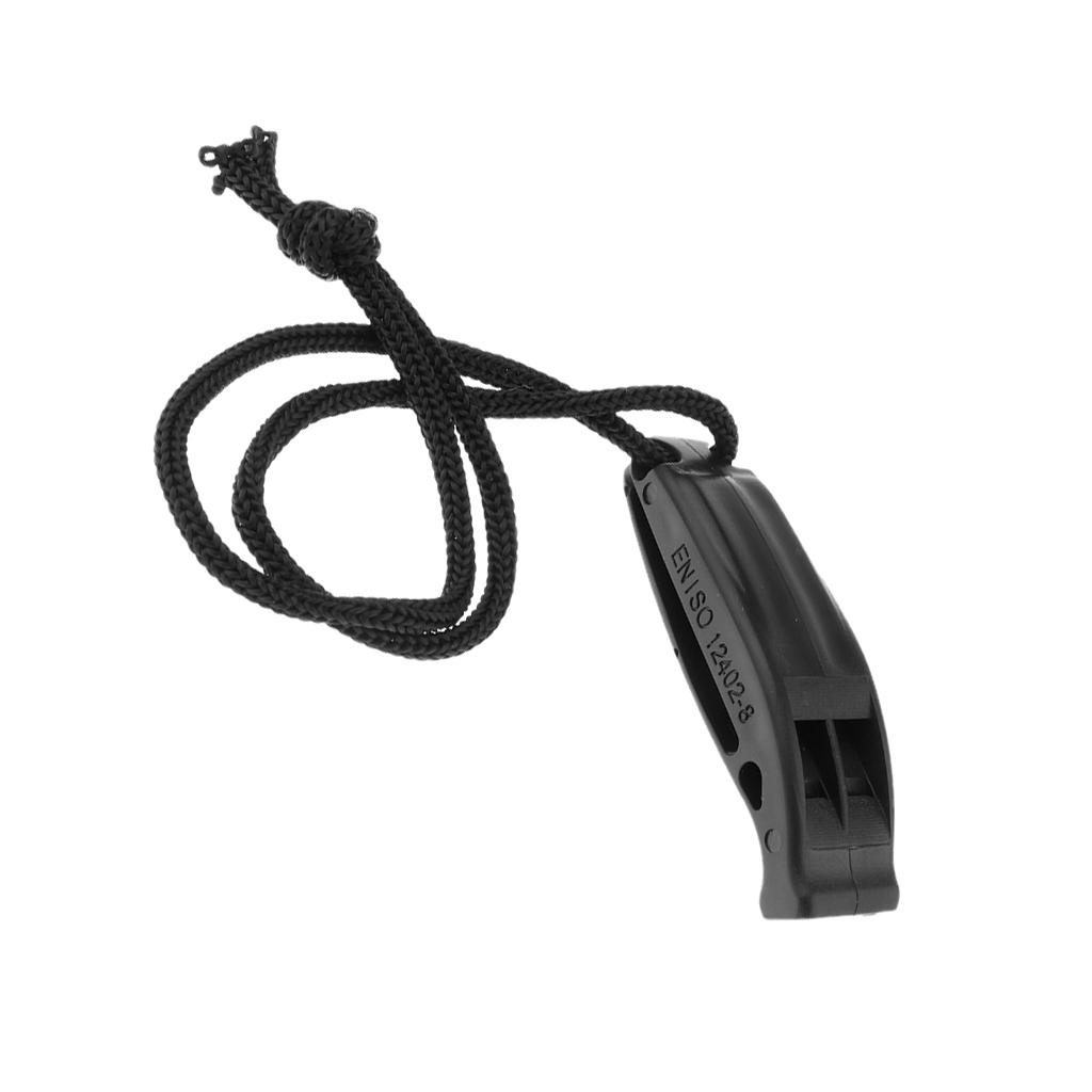 Black Safety Whistle with Lanyard for Outdoor Boating Hiking Emergency Rescue Signaling