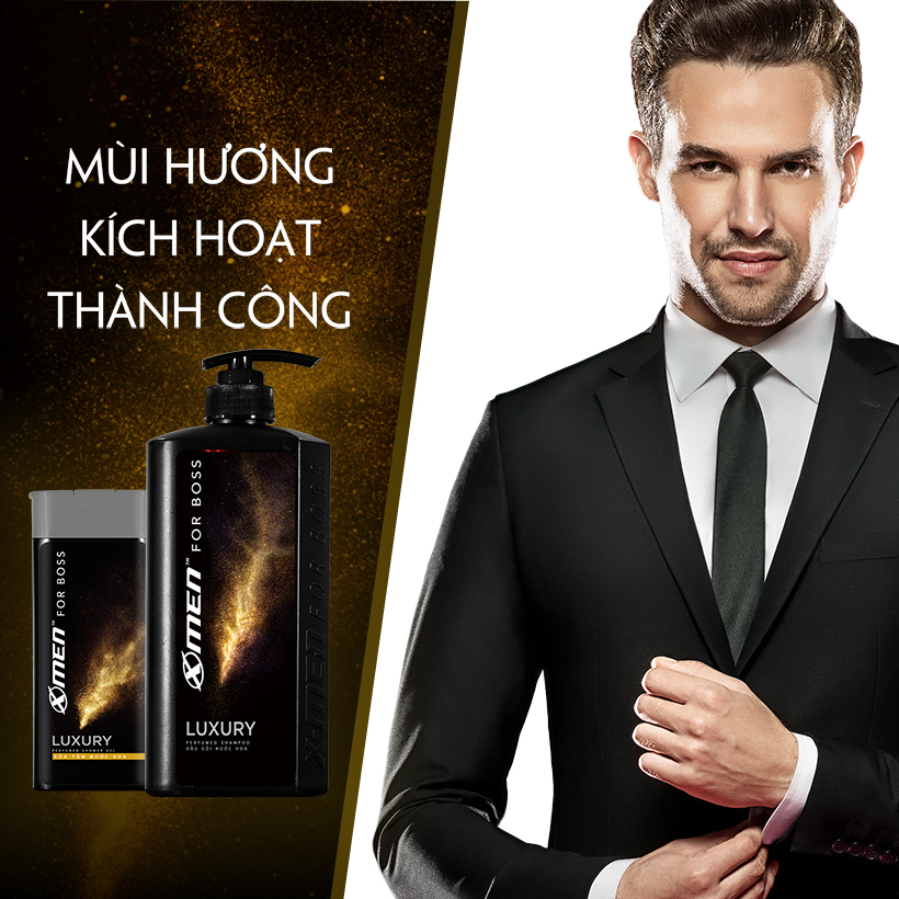 Combo Dầu gội nước hoa X-Men for Boss Luxury 650g + Sữa tắm nước hoa X-Men for Boss Luxury 180g