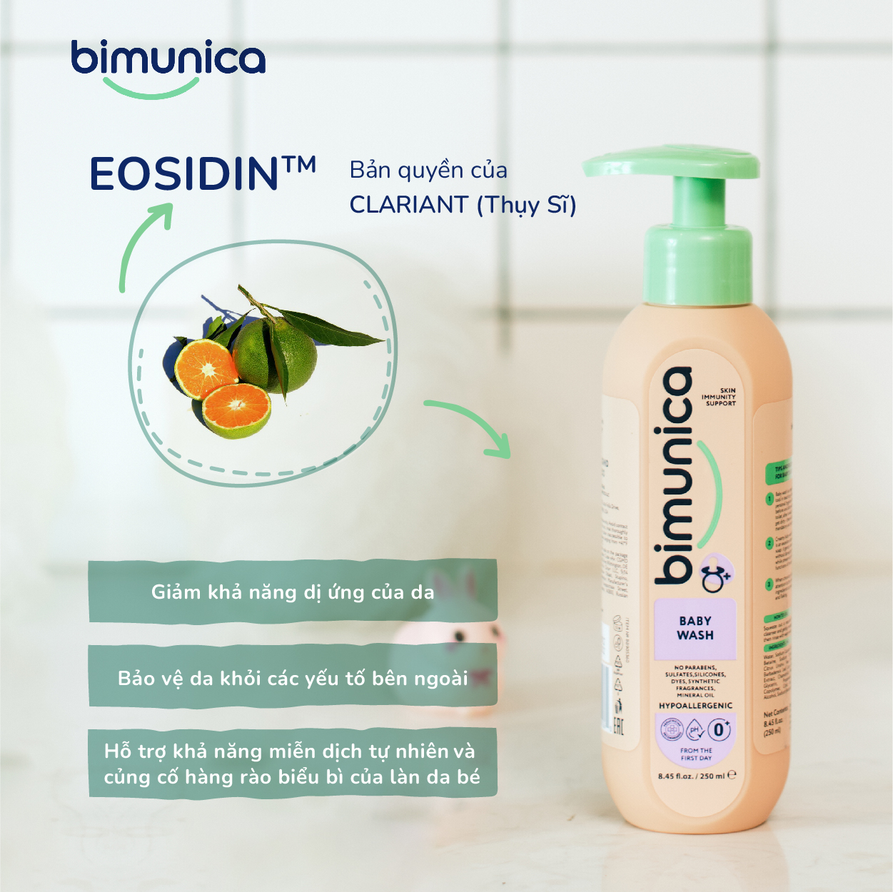 Sữa Tắm Cao Cấp BIMUNICA Dành Cho Trẻ Sơ Sinh và Trẻ Nhỏ - 250ml An Toàn, Cấp Ẩm, Chống Dị ứng
