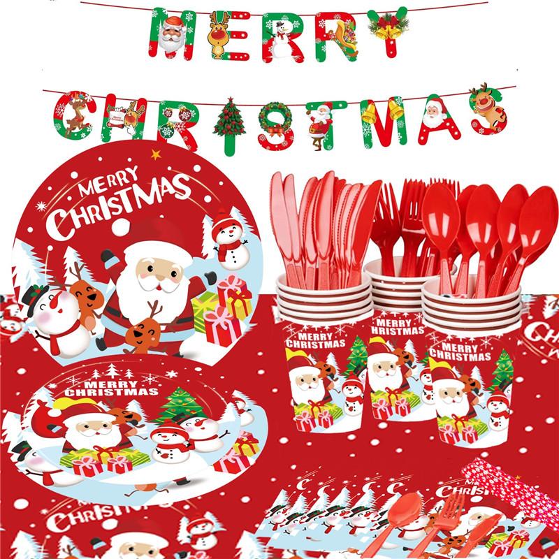 73PCS Trang trí Giáng sinh Bàn Table Paper Paper Cup Paper TOWEL NĂM NĂM TUỔI Tiệc bàn nhựa dùng một lần