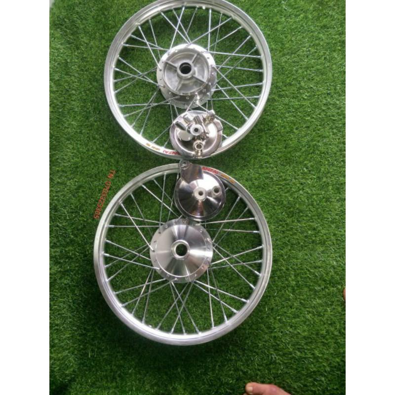 Cặp bánh căm WAVE , DREAM, niền nhôm thái 1.4 1.4 , đùm căm mạ crom loại 1 kèm 2 má phanh