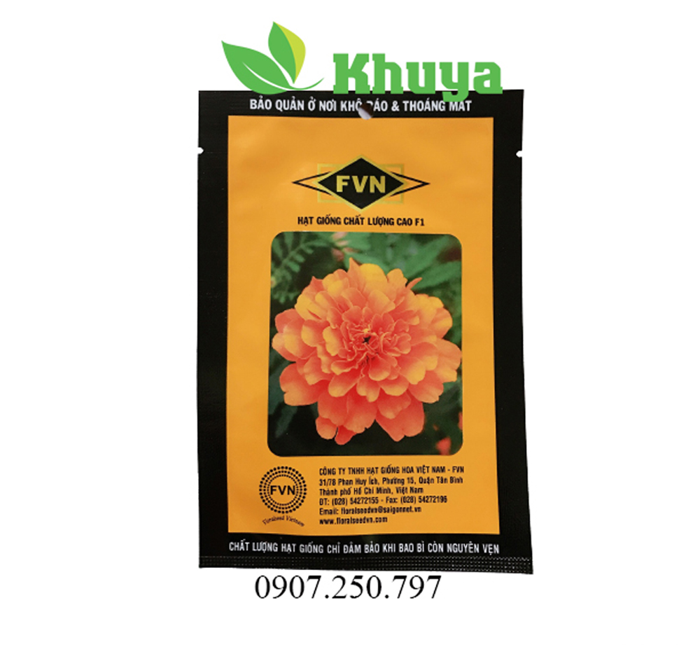 Hạt giống Hoa Vạn Thọ Ban Mai Pháp Lùn Cam FVN FMAR105 Mỹ Alaska Orange